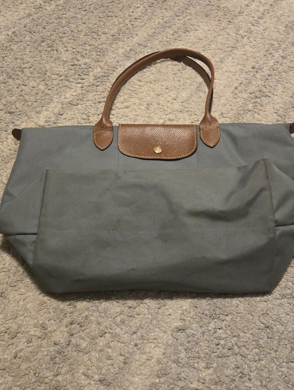 Longchamp Le Pliage Large Tote Bag Grey Blue Nylon Shoulder Shopping Travel L - Picture 2 of 15